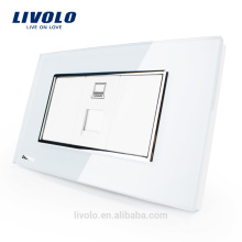 Livolo US / AU Стандартная компьютерная розетка с жемчужно-белым хрустальным стеклом VL-C391C-81
